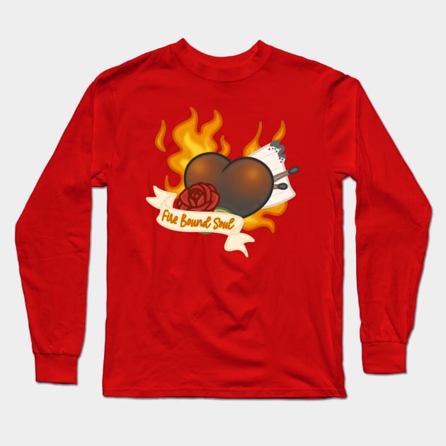 Fire Bound Soul Heart Long Sleeve T-Shirt by Humming_Bee_Arts